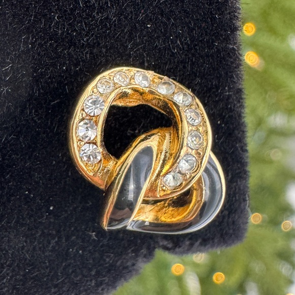 Christian Dior 18K Gold Plated enamel crystals vintage clip on earrings - Picture 14 of 16